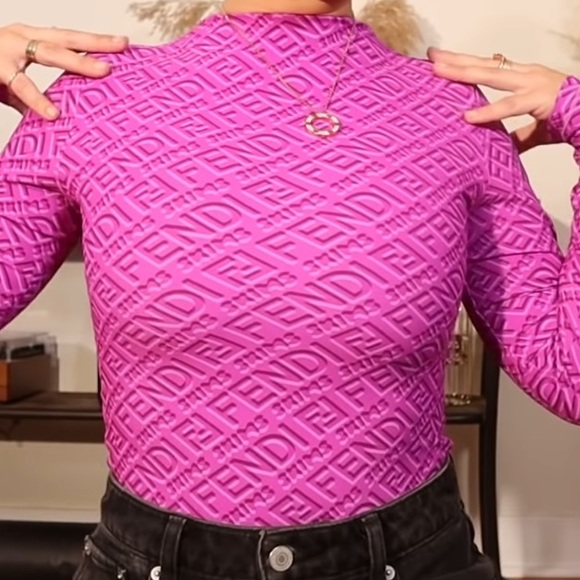 🆕 FENDI X SKIMS COLORADO LONG SLEEVE ZIP UP MOCK NECK THONG MONOGRAM BODYSUIT - Picture 4 of 7